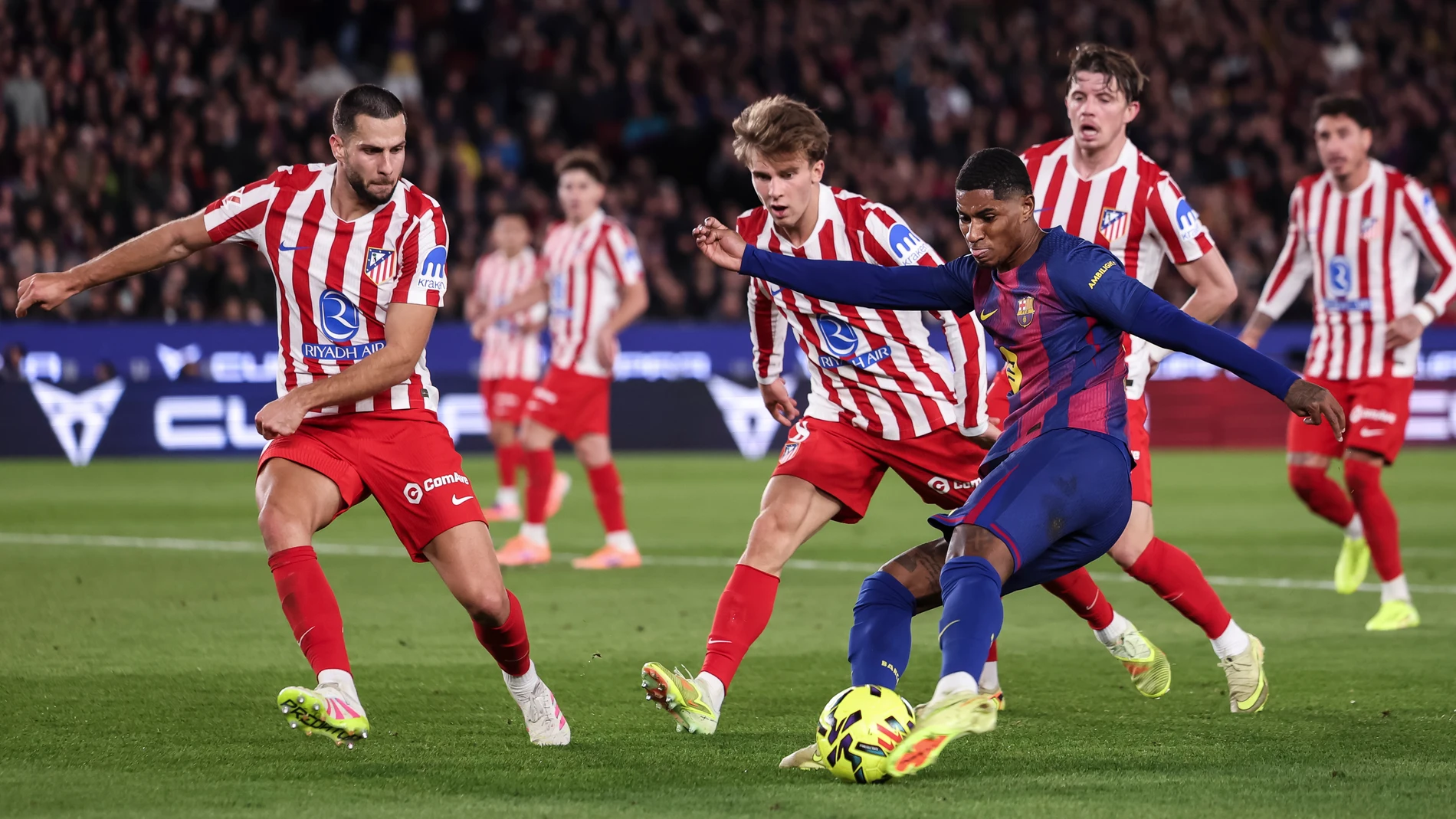 Marcus Rashford of FC Barcelona in action during the Spanish league, La Liga EA Sports, football match played between FC Barcelona and Atletico de Madrid at Spotify Camp Nou stadium on December 02, 2025 in Barcelona, Spain. AFP7 02/12/2025 ONLY FOR USE IN SPAIN