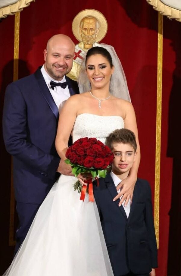 Michel Nader en su boda con Tina Chikhani y Nicolás hijo de Michel