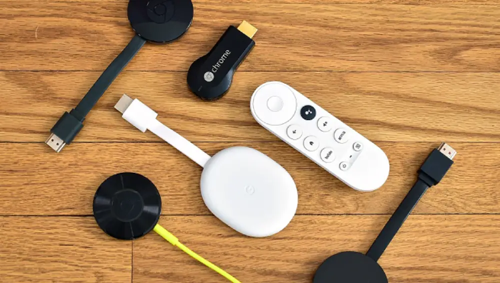 Colección de los dispositivos Chromecast que Google lanzó entre 2013 y 2020.