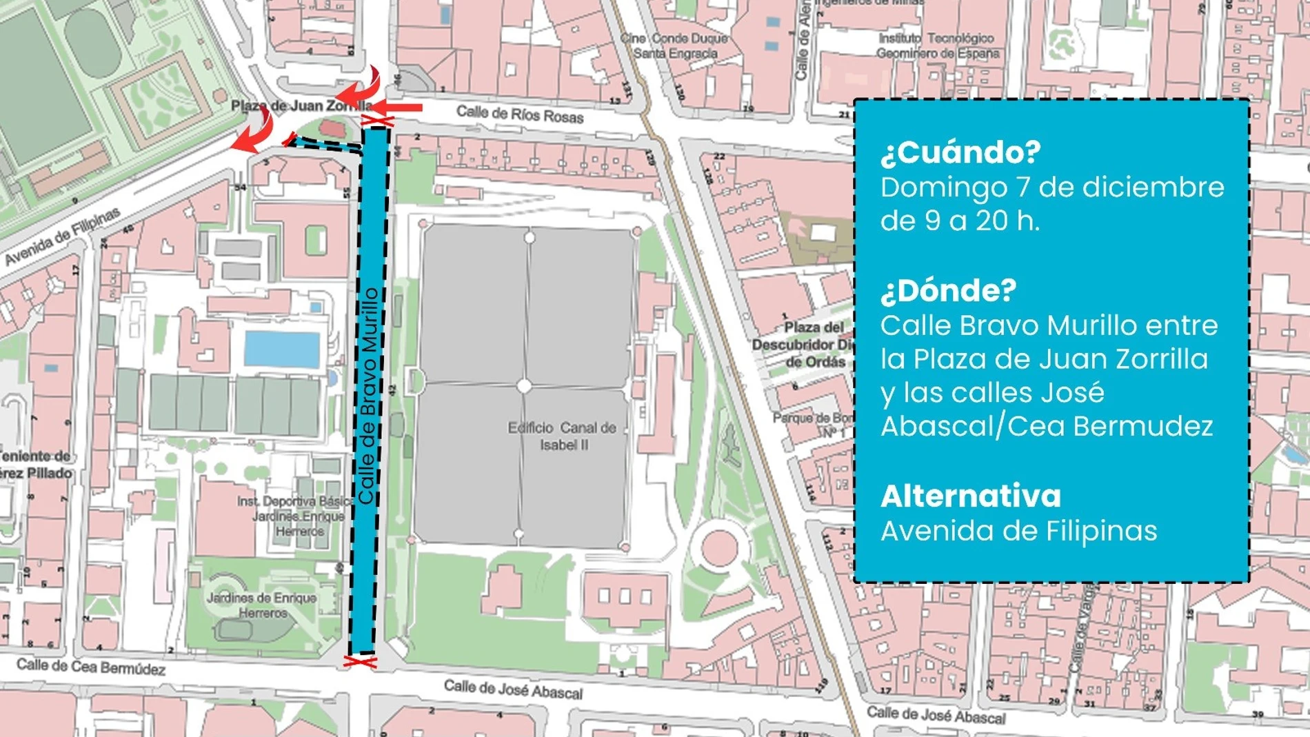 Mapa de la peatonalización de la calle de Bravo Murillo. REMITIDA / HANDOUT por AYUNTAMIENTO DE MADRID Fotografía remitida a medios de comunicación exclusivamente para ilustrar la noticia a la que hace referencia la imagen, y citando la procedencia de la imagen en la firma 03/12/2025