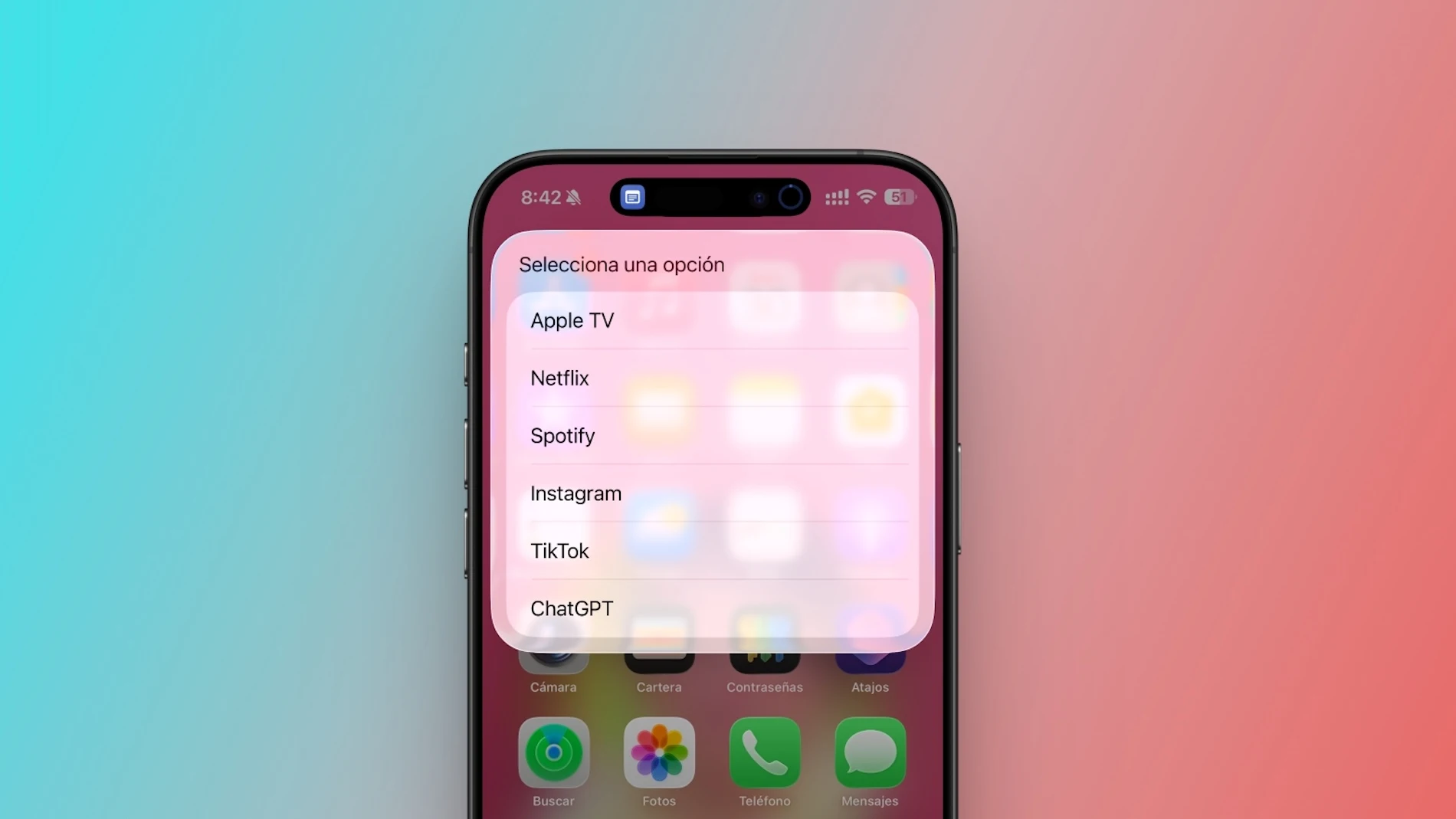 Menú especial de aplicaciones en iOS 26