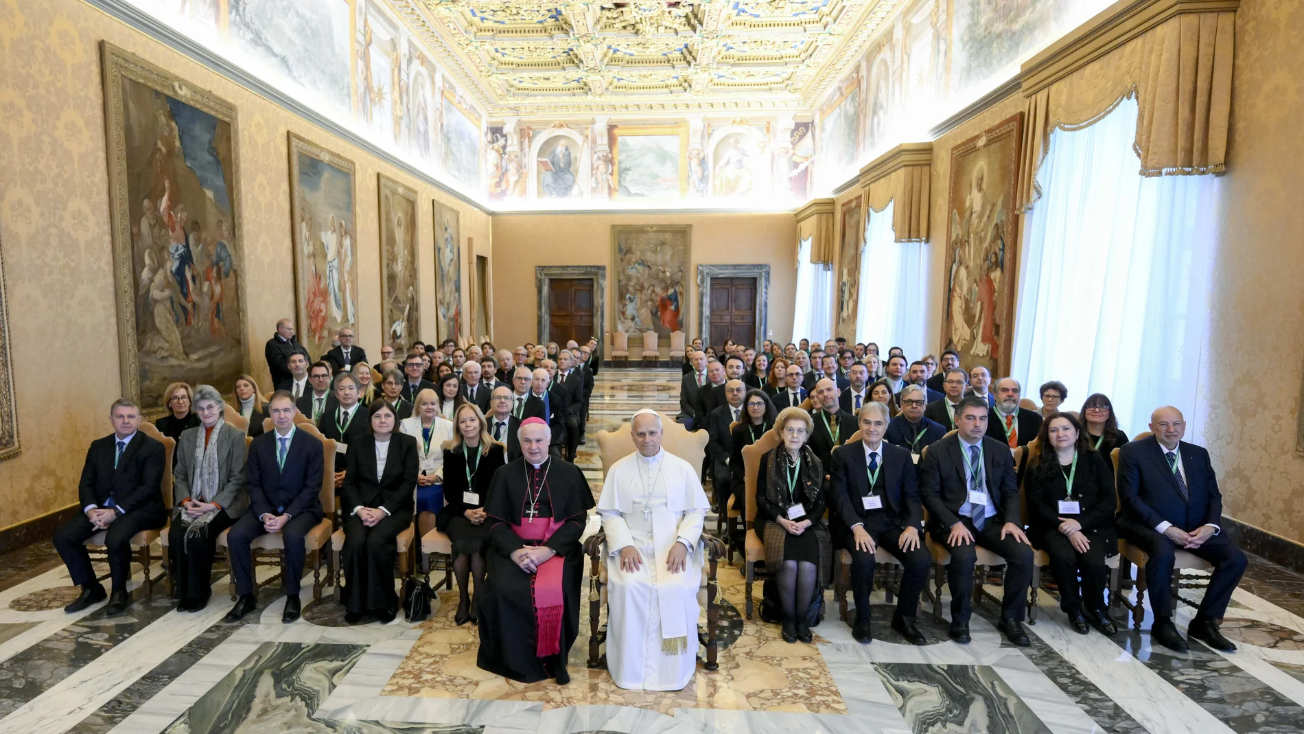 Vatican, VATICAN: Italy, Rome, Vatican 2025/12/05 Pope Leo XIV in audience with participants at the conference 'Artificial Intelligence and Care of Our Common Home'. Papa Leone XIV in udienza con i Partecipanti alla Conferenza 'Artificial Intelligence and Care of Our Common Home'. Photograph by VATICAN MEDIA/ Catholic Press Photo RESTRICTED TO EDITORIAL USE - NO MARKETING - NO ADVERTISING CAMPAIGNS. Europa Press/Contacto/Mario Tomassetti 05/12/2025 ONLY FOR USE IN SPAIN