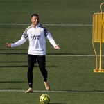 Mbappé, este sábado en el entrenamiento del Real Madrid