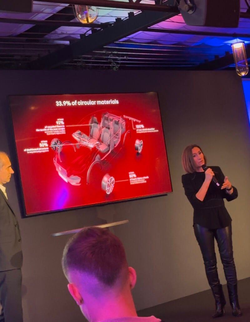 Paula Fabregat durante la presentación en Lisboa