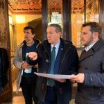 El presidente Javier Fa&uacute;ndez y el vicepresidente primero, V&iacute;ctor L&oacute;pez de la Parte, asistieron al replanteo previo al inicio de las obras del antiguo Palacio Provincial, que cuentan con un plazo de ejecuci&oacute;n de siete meses.