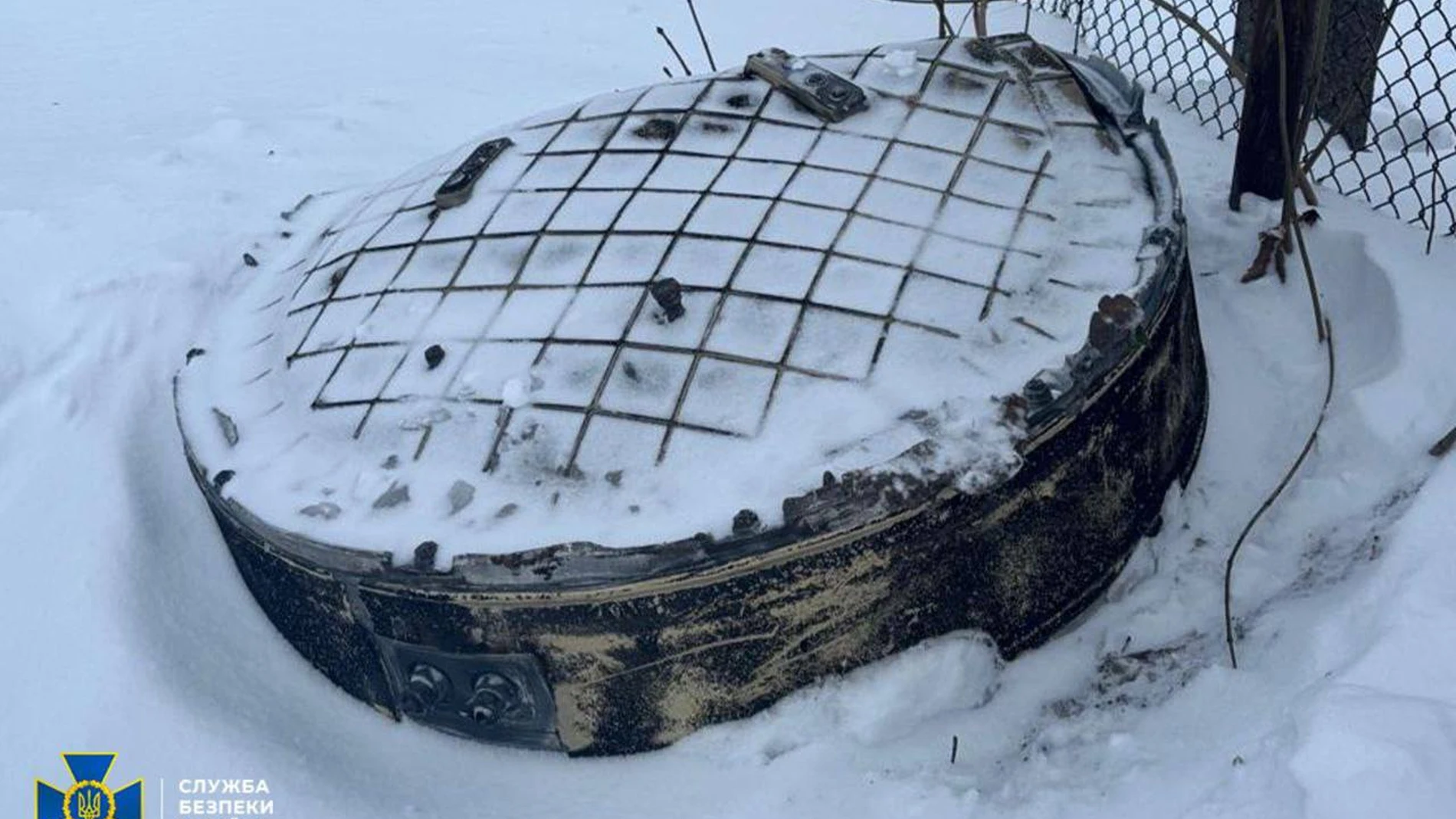 This photo provided by the Ukrainian Security Service on Friday, Jan. 9, 2026, shows a fragment believed to be a part of a Russian Oreshnik intermediate range hypersonic ballistic missile that hit the Lviv region. (Ukrainian Security Service via AP)