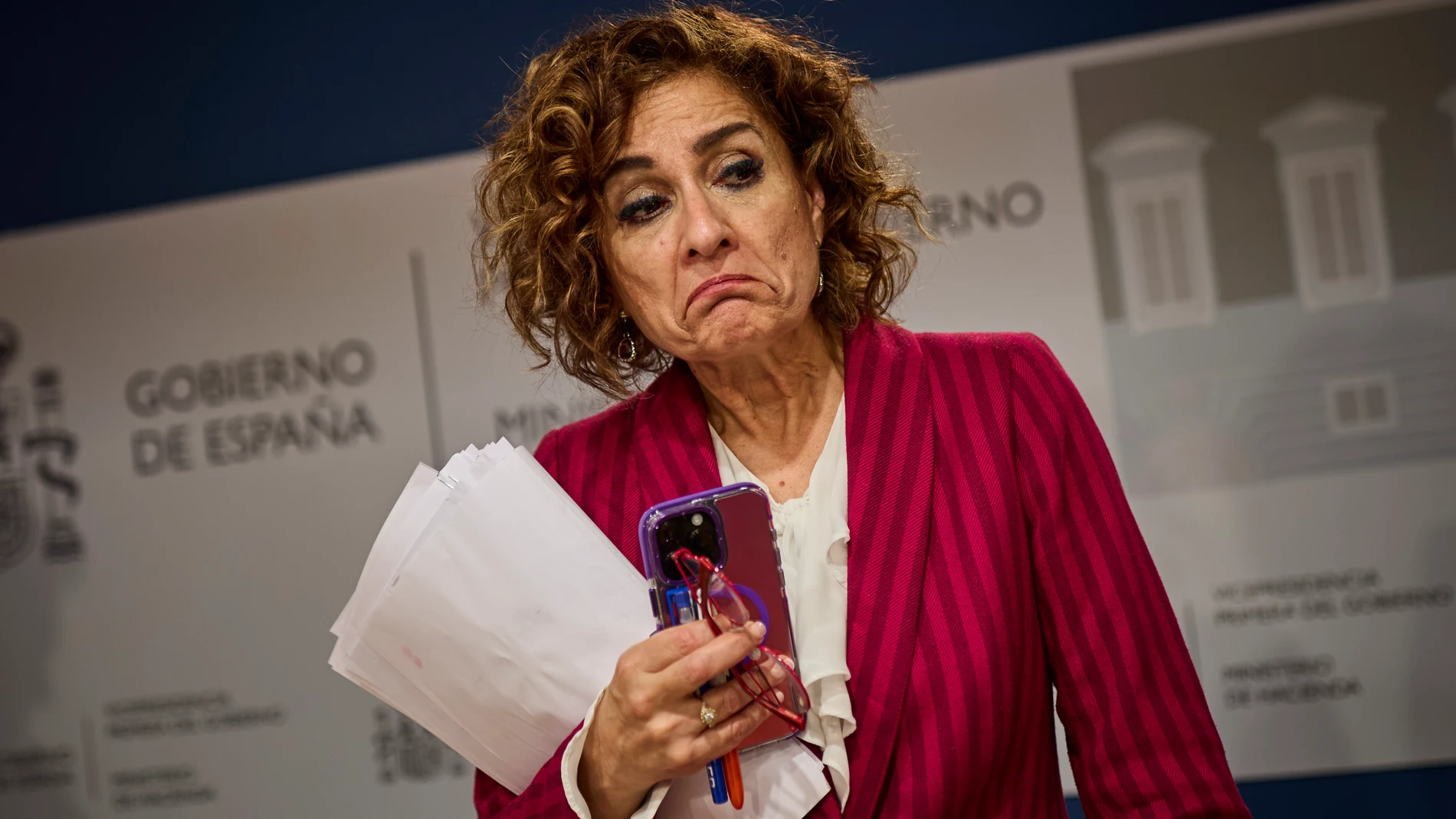 La vicepresidenta y ministra de Hacienda, María Jesús Montero, durante la rueda de prensa que ha ofrecido este viernes en Madrid para presentar la propuesta del nuevo modelo de financiación autonómica. © Alberto R. Roldán / Diario La Razón. 09 01 2026