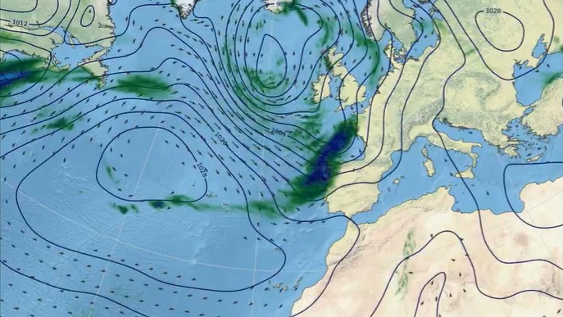 El paso de frentes asociados a borrascas atlánticas provocará lluvias en el oeste peninsular en los próximos días