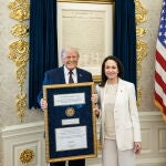 Maria Corina Machado presents Donald Trump with her Nobel Peace Prize medal