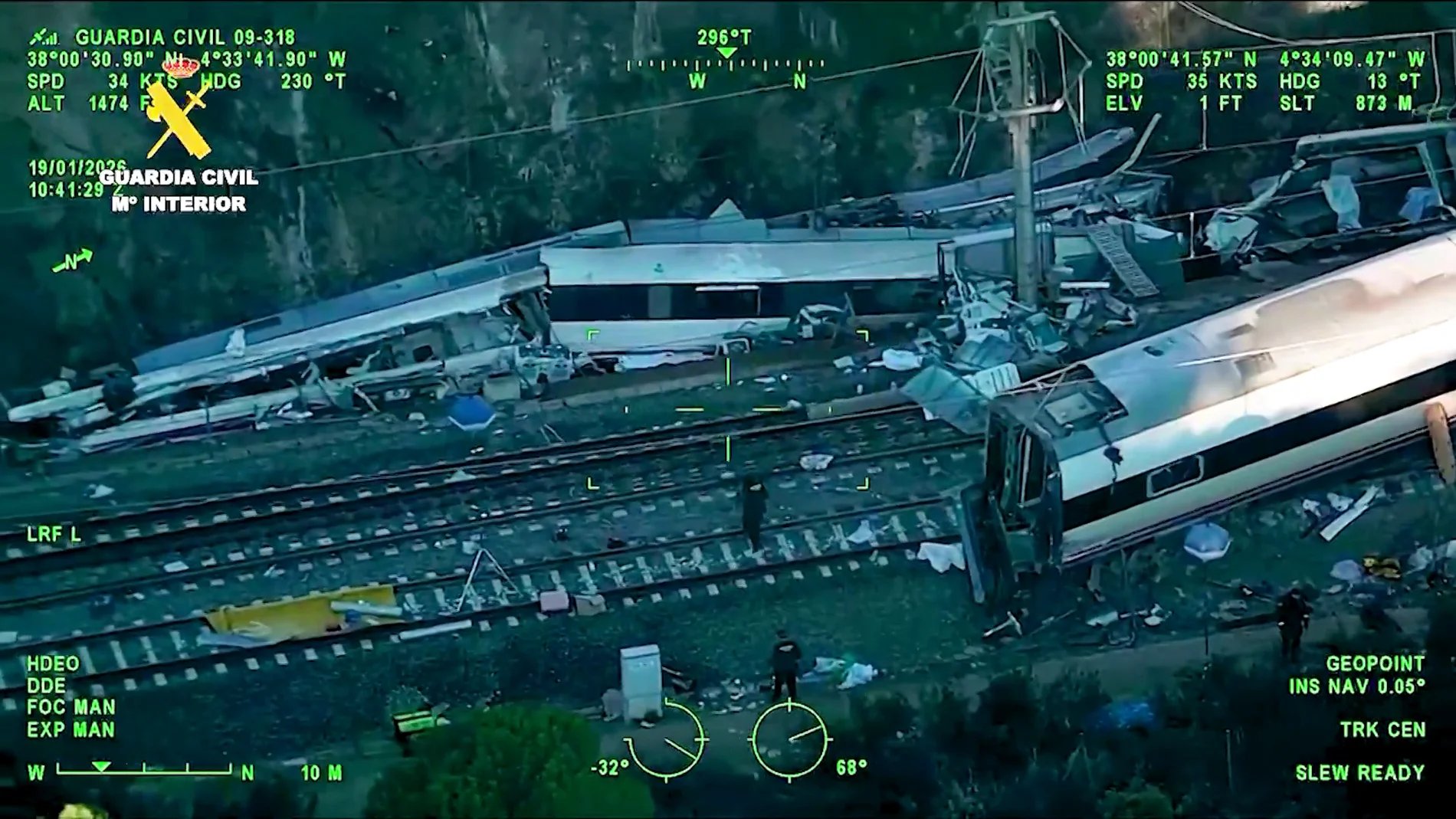Lugar del accidente ferroviario a vista de dron Lugar del accidente ferroviario a vista de dron