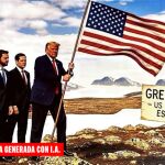 Trump publican un fotomontaje generado con IA, en el que aparece plantando la bandera de EE UU en Groenlandia.
