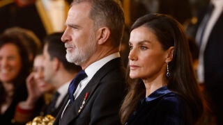 MADRID, 23/01/2026.- Los reyes durante la tradicional recepción al cuerpo diplomático acreditado en España, una cita que tiene lugar en un convulso panorama internacional ante las aspiraciones expansionistas del presidente estadounidense, Donald Trump. EFE/Chema Moya 