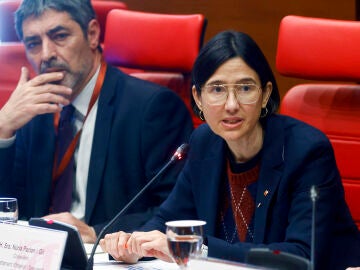 La consellera de Interior, N&uacute;ria Parlon, y el director de la polic&iacute;a catalana, Josep Llu&iacute;s Trapero, comparecen en el Parlament