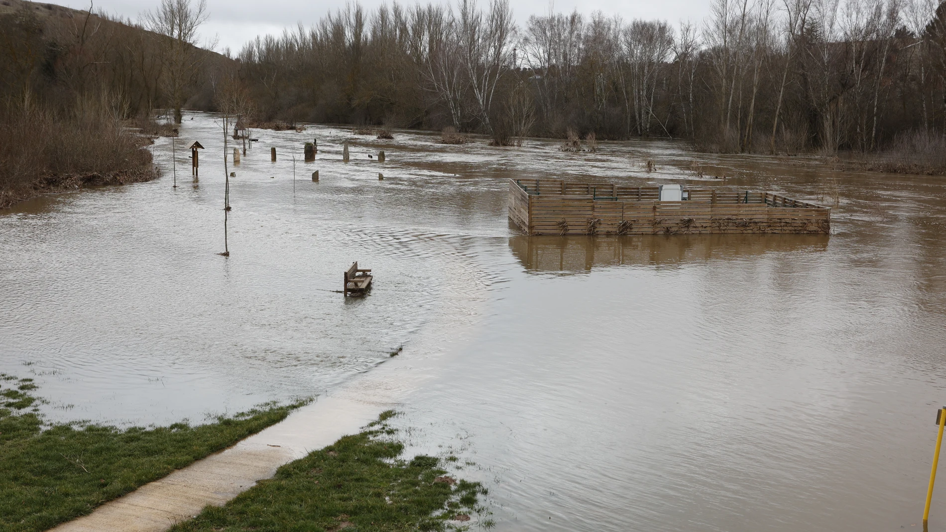 Crecida del rio Duero a su paso por Garray