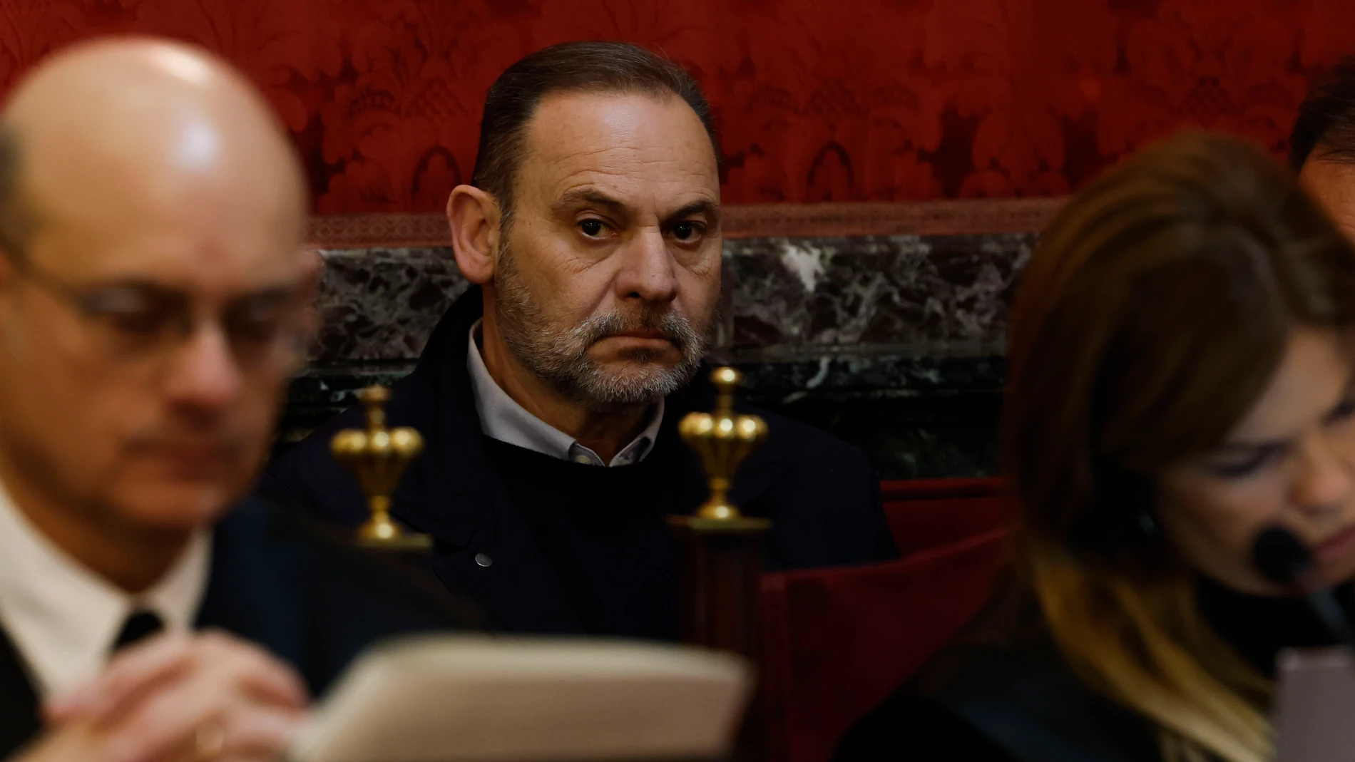 MADRID, 12/02/2026.- El exministro Jose Luis Ábalos durante la audiencia preliminar en el Tribunal Supremo este jueves, para tratar las nulidades que plantean las defensas como paso previo al juicio contra el exministro y su exasesor Koldo García por los contratos de mascarillas, que pretenden que ahora se celebre en la Audiencia Nacional.-EFE/ JJ Guillén POOL