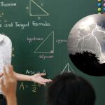 Imagen de archivo de un profesor y una borrasca