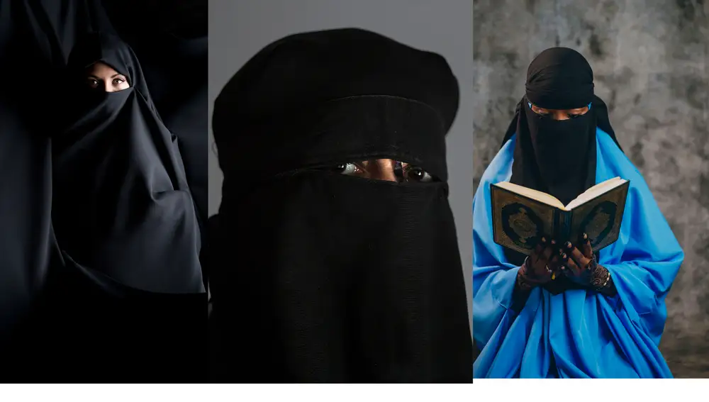 Mujeres llevando distintos tipos de Niqab