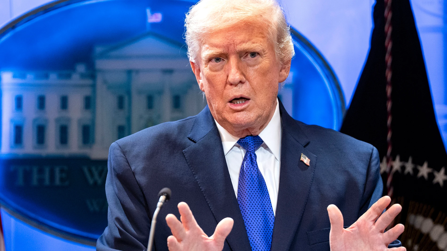 February 20, 2026, Washington, District Of Columbia, USA: United States President Donald Trump speaks during a press briefing in the James S. Brady Briefing Room at the White House in Washington, DC on Friday, February 20, 2026. This morning, the Supreme Court ruled the President exceeded authority when issuing sweeping emergency tariffs using a law reserved for national emergency Europa Press/Contacto/Bonnie Cash - Pool via CNP 20/02/2026 ONLY FOR USE IN SPAIN