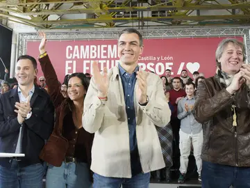 El presidente del Gobierno, Pedro Sánchez, y el candidato Partido Socialista a la Presidencia de la Junta de Castilla y León, Carlos Martínez, intervienen en un acto público del partido junto a la candidata por León, Nuria Rubio, y el secretario provincial del PSOE, Javier Alfonso Cendón El presidente del Gobierno, Pedro Sánchez, y el candidato Partido Socialista a la Presidencia de la Junta de Castilla y León, Carlos Martínez, intervienen en un acto público del partido junto a la candidata por León, Nuria Rubio, y el secretario provincial del PSOE, Javier Alfonso Cendón