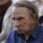 French writer Michel Houellebecq looks on as he attends a meeting on euthanasia organised by the association "Les Eligibles et leurs Aidants" as French National Assembly debate
