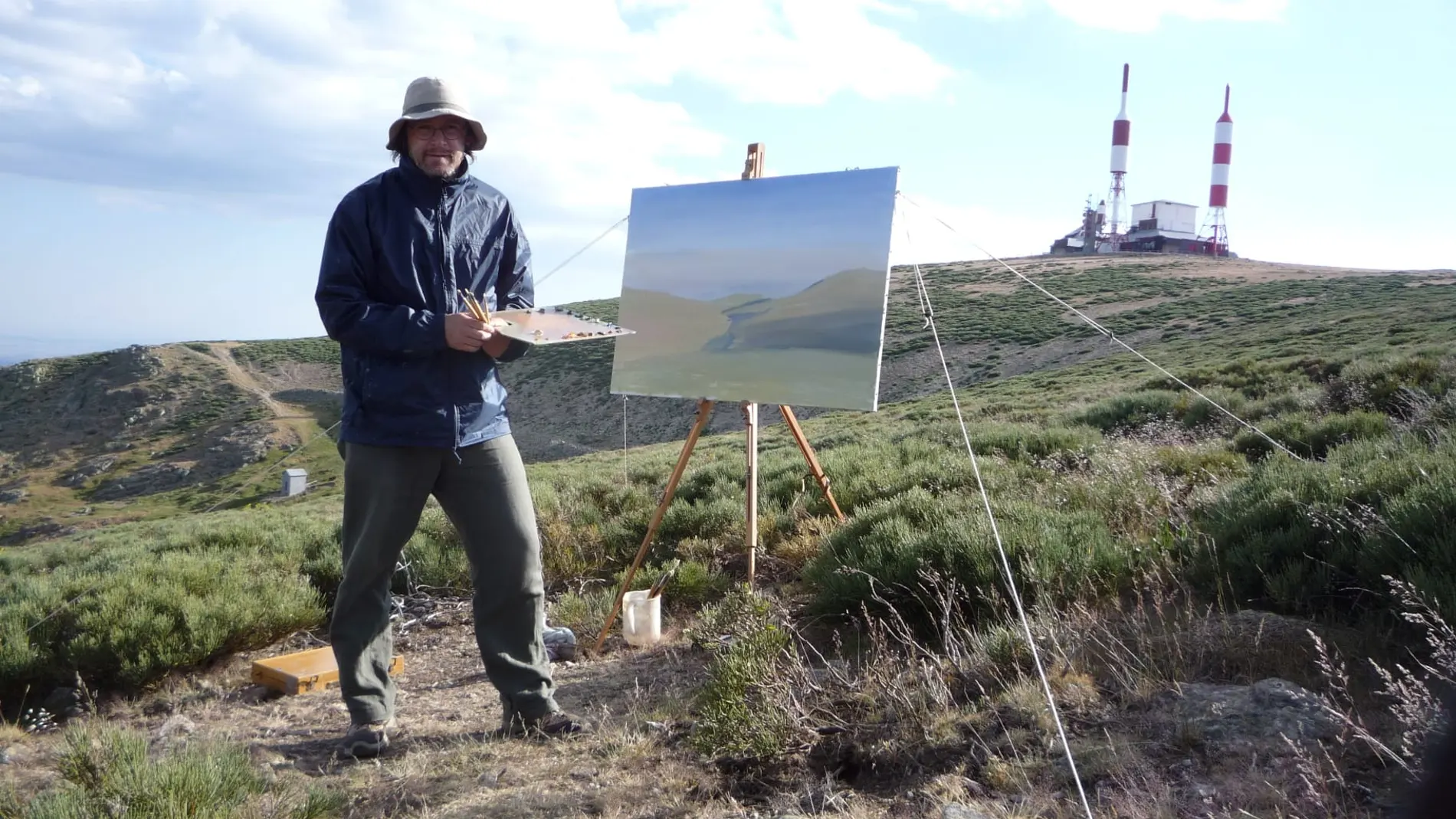 Alessandro Taiana pintando en las Guarramillas en agosto de 2011