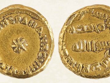 Dinar transicional bilingue&nbsp; ceca al-Andalus, 94 H (716-717)