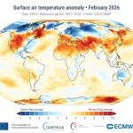 Febrero de 2026 fue el quinto mes m&aacute;s c&aacute;lido registrado, con 1,49&ordm;C m&aacute;s de media, seg&uacute;n Copernicus