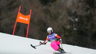 Milan Cortina Paralympics Alpine Skiing Audrey Pascual Seco, of Spain, competes in the alpine skiing women's alpine combined VI super-G event at the 2026 Winter Paralympics, in Cortina d'Ampezzo, Italy, Saturday, March 7, 2026. (AP Photo/Evgeniy Maloletka)