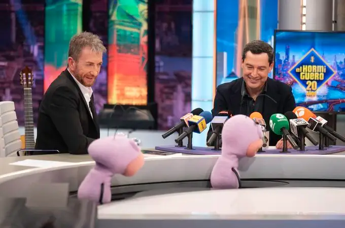 'El Hormiguero' arrasa con la visita de Juanma Moreno: 21% en Andalucía y más de 4,2 millones de espectadores en España 'El Hormiguero' arrasa con la visita de Juanma Moreno: 21% en Andalucía y más de 4,2 millones de espectadores en España