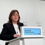 La consellera de Territorio, Vivienda y Transici&oacute;n Ecol&oacute;gica y portavoz de la Generalitat, S&iacute;lvia Paneque, en la rueda de prensa posterior al Consell Executiu de este martes