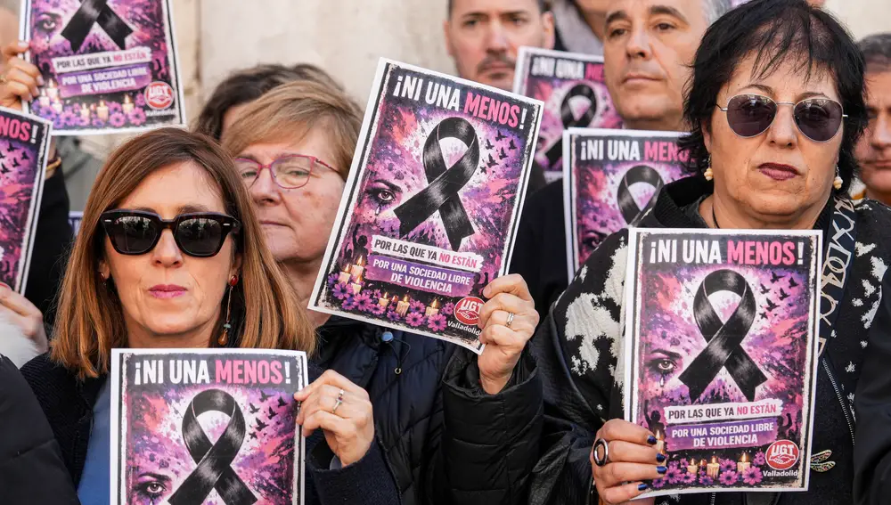 Manifestación de UGT en repulsa por el crimen machista en Valladolid