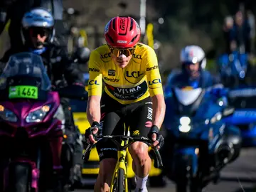 Ciclismo.- El líder Jonas Vingegaard (Visma) da un golpe a la París-Niza con su segunda victoria consecutiva de etapa Danish Jonas Vingegaard of Team Visma-Lease a Bike pictured in action during the fifth stage of 84th edition of the Paris-Nice cycling race, a race from Cormoranche-sur-Saone to Colombier-le-Vieux (205,4km), on Thursday 12 March 2026. Europa Press/Contacto/DAVID PINTENS 12/03/2026 ONLY FOR USE IN SPAIN