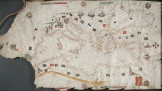 Carta n&aacute;utica an&oacute;nima del taller de Pere Rossell, en la Beinecke Rare Book and Manuscript Library de la Universidad Yale