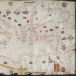 Carta n&aacute;utica an&oacute;nima del taller de Pere Rossell, en la Beinecke Rare Book and Manuscript Library de la Universidad Yale