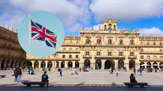 Imagen de Salamanca y de una bandera del Reino Unido Imagen de Salamanca y de una bandera del Reino Unido