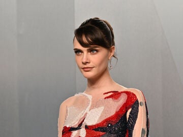 Cara Delevingne arrives at the Vanity Fair Oscar Party on Sunday, March 15, 2026, at the Los Angeles County Museum of Art in Los Angeles. (Photo by Evan Agostini/Invision/AP)