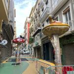 Imagen de las figuras de setas de la calle San Francisco, totalmente renovadas