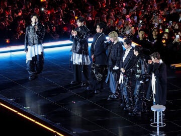 Kpop group BTS on stage during 'BTS The Comeback Live Arirang' concert in central Seoul, South Korea, March 21, 2026. (Kim Hong-Ji/Pool Photo via AP)