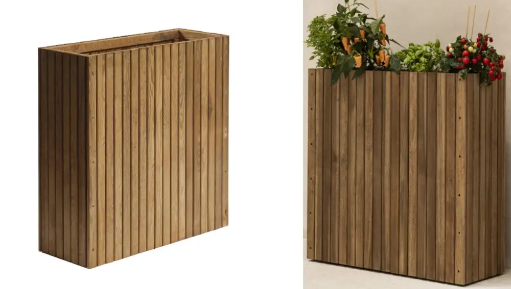 Jardinera alta de madera