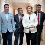 La presidenta de la Fundaci&oacute;n CEOE, F&aacute;tima B&aacute;&ntilde;ez; el gerente de operaciones del INCIBE, Ra&uacute;l Amarelle; y el presidente de CEOE Valladolid, Carlos Magdaleno, inauguran la jornada del Proyecto +Ciberseguridad, que cuenta con la colaboraci&oacute;n de la Guardia Civil, la Polic&iacute;a Nacional y la Fundaci&oacute;n Hermes, celebran en Valladolid la jornada del Proyecto +Ciberseguridad.