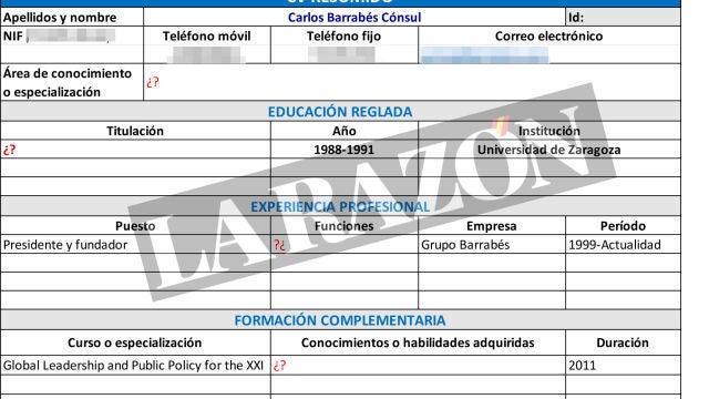 CV Barrab&eacute;s para la UCM