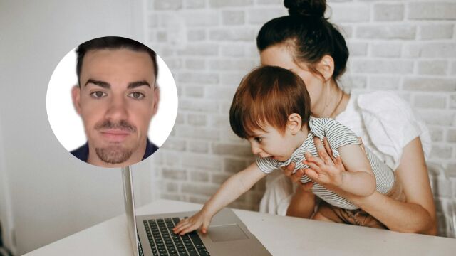 Imagen de archivo de una madre con su hijo junto a Dani, el experto en IRPF