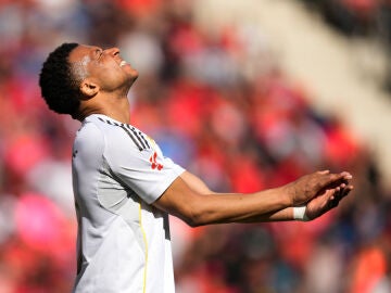 Real Madrid's Kylian Mbappe reacts during a La Liga soccer match between Mallorca and Real Madrid in Palma de Mallorca, Spain, Saturday, April 4, 2026. (AP Photo/Jose Breton)