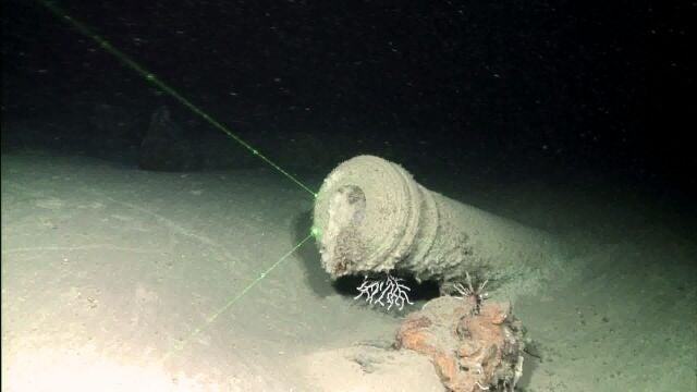 Uno de los 21 ca&ntilde;ones de hierro del barco Nuestra Se&ntilde;ora de las Mercedes, hundido el 5 de octubre de 1804