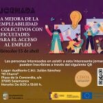 Cartel anunciador de la jornada &lsquo;La mejora de la empleabilidad en colectivos con dificultades para el acceso al empleo&rsquo;