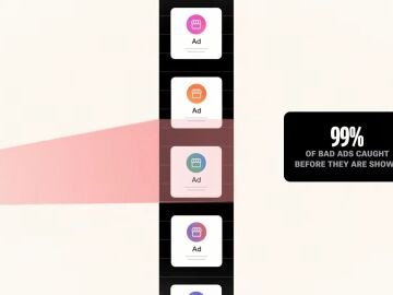 Google bloquea el 99 por ciento de anuncios maliciosos antes de su publicaci&oacute;n gracias a Gemini. REMITIDA / HANDOUT por GOOGLE. Fotograf&iacute;a remitida a medios de comunicaci&oacute;n exclusivamente para ilustrar la noticia a la que hace referencia la imagen, y citando la procedencia de la imagen en la firma 16/04/2026