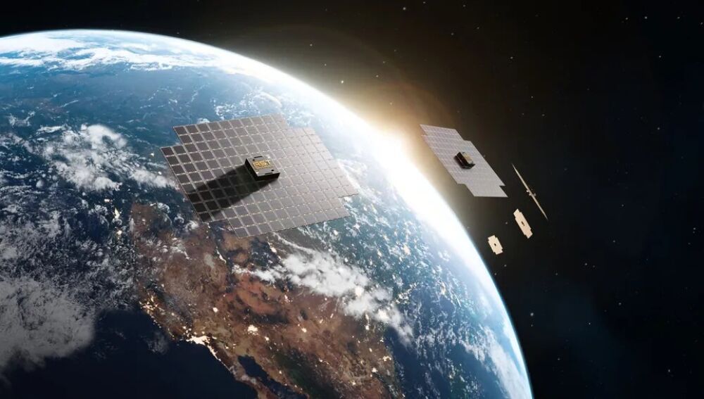 Recreación de la constelación D2D de AST SpaceMobile.