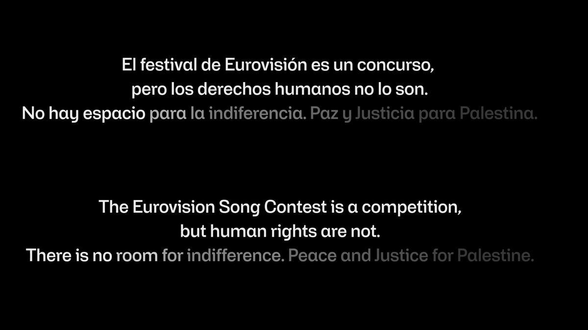 RTVE emite un rótulo por Palestina a la hora en la que debía comenzar Eurovisión 2026