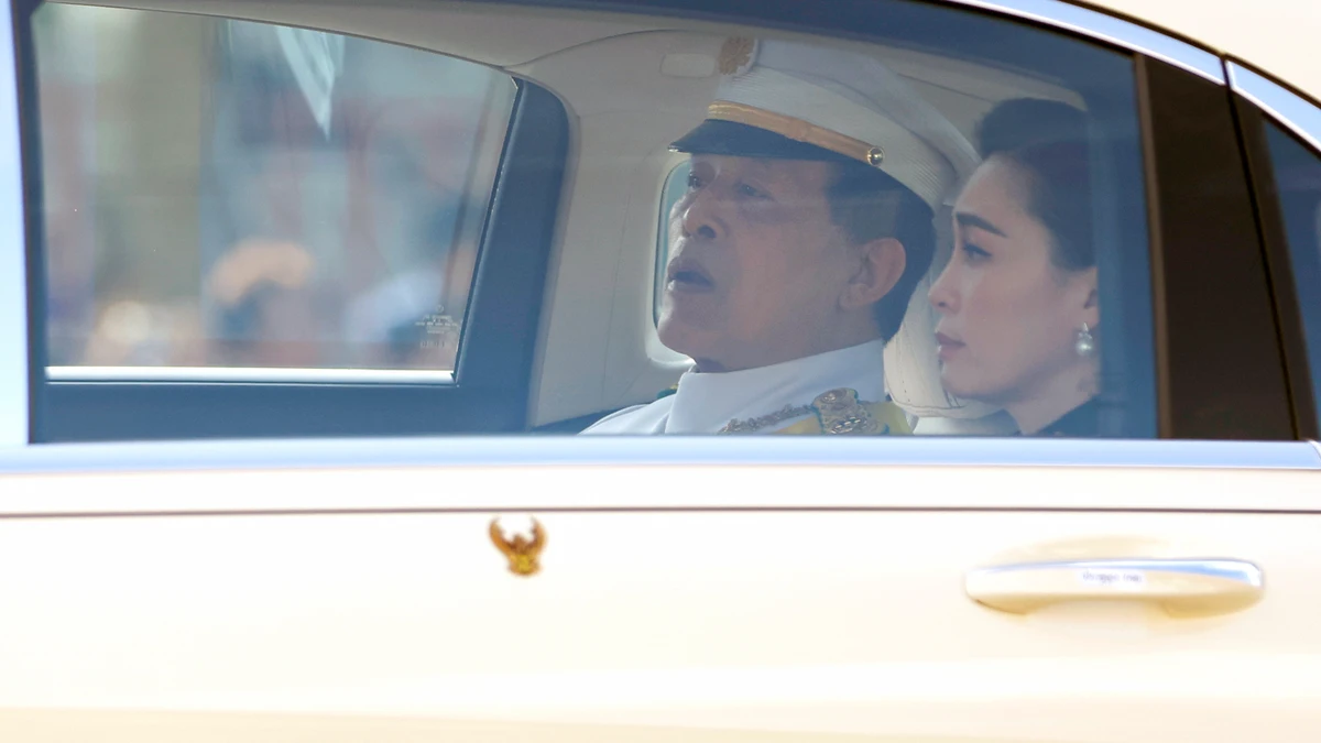 Royal vehicle procession carrying remains of Thai Princess Bajrakitiyabha to the Grand Palace