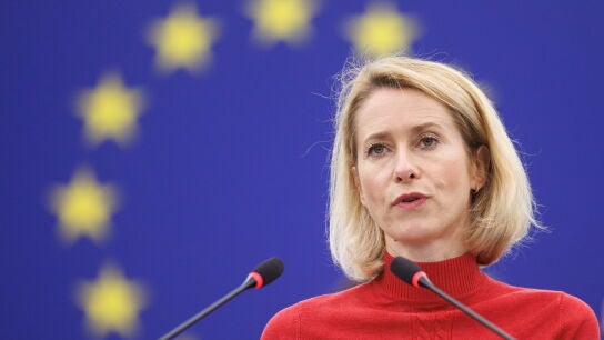 Strasbourg (France), 16/06/2026.- European Commission Vice-President and High Representative of the Union for Foreign Affairs and Security Policy Kaja Kallas delivers a Commission statement on 'The role of the EU in efforts for peace and stability throughout the Middle East after the announced deal between the US and Iran' at the European Parliament in Strasbourg, France, 16 June 2026. (Francia, Estrasburgo) EFE/EPA/OLIVIER MATTHYS